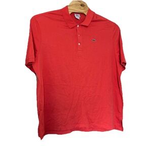Lacoste Classic Short Sleeve Polo Shirt‎ Mens Size 9 Cotton Pique Peach Orange
